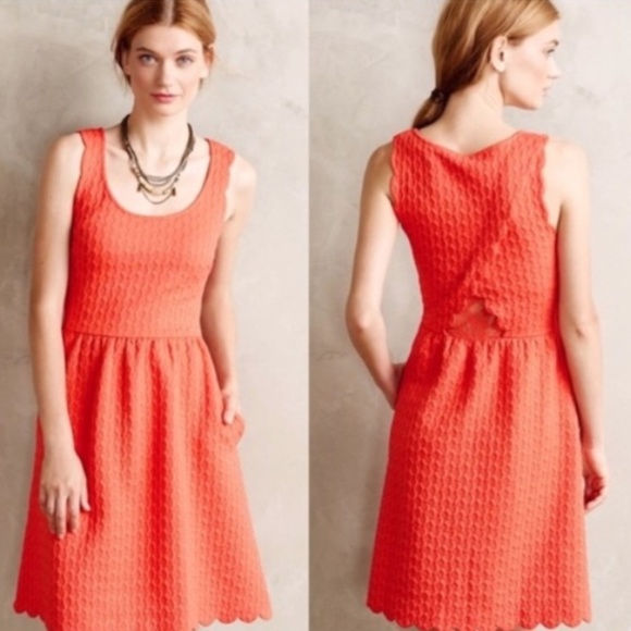 Anthropologie Dresses & Skirts - Anthropologie Coral Maeve Caye Scalloped Dress S